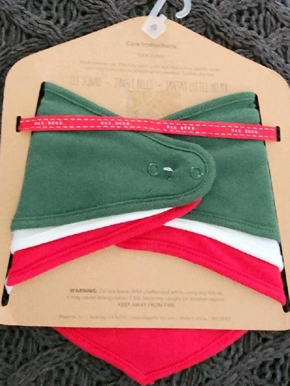 Rae Dunn Christmas Baby Bibs Set of 3 ELF SQUAD, SANTA’S HELPER, JINGLE BELLS